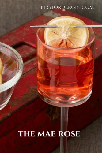 Mae Rose Gin Cocktail with Lemon Garnish - Pin This