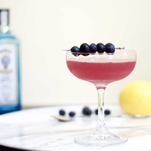 Blueberry Gin Sour with Berries and Lemon